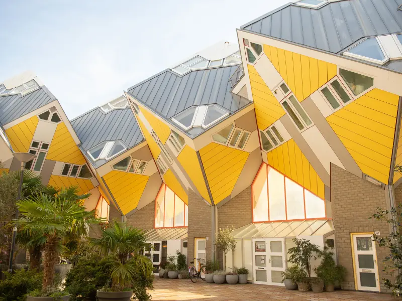 The iconic yellow Cube Houses in Rotterdam